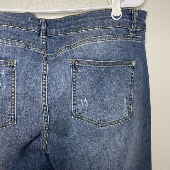Dolcezza Jeans Denim Lightly Distressed Dark Wash Print Blue Women Size 16 - Picture 7 of 7